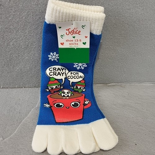 Justice Girl Socks W/ Grips Shoe Size 13-5 Cocoa Head Wrap Penguin Christmas New - Picture 2 of 10