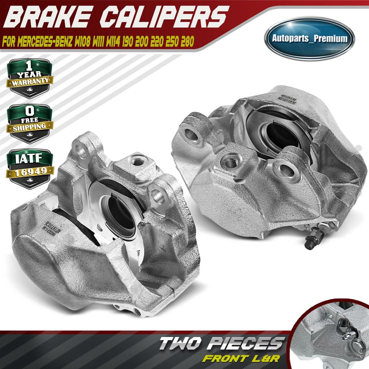 (^-^) 2x Front LH & RH Disc Brake Caliper for Mercedes Benz W108