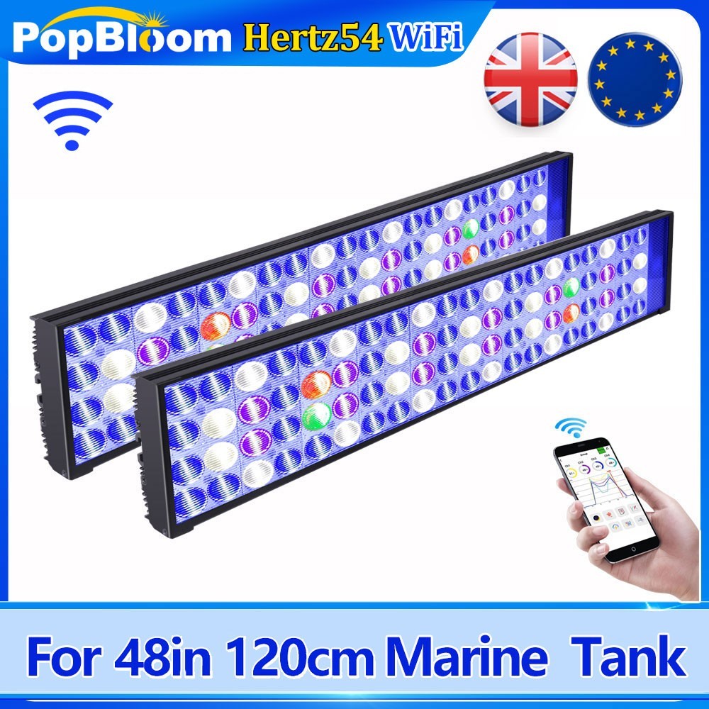 PopBloom 2x H54 WiFi LED illuminazione acquario 48'' 4 piedi barriera marina corallina acquario