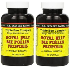 , Royal Jelly Bee Pollen Propolis plus Korean Ginseng, 90 Capsules 2Pack 
