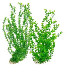 Hamiledyi 23" Tall Aquarium Plastic Plants - 2 Pack Soft Fish Green style B