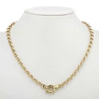 18K GL Solid Belcher Yellow Gold Necklace with Antique Style Lifebuoy Clasp