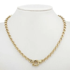 18K GL Collier en or jaune Belcher massif avec fermoir style antique