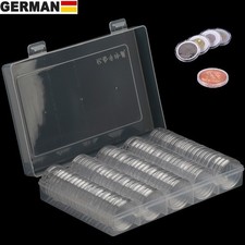 100stk M&uuml;nzkapseln Kapseln Caps &Oslash; 30mm f&uuml;r Euro M&uuml;nzen Coin mit Box