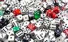 Bulk Lot of 100 D6 6 Sided Dice - Colors & Sizes Vary Most are White and 15.5 mm