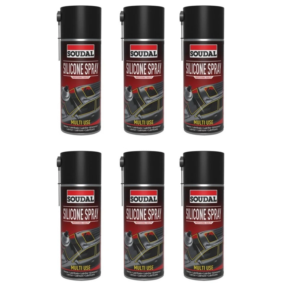 6x Soudal Silikonspray Schmierend Pflegend Metall Gummi Kunststoff 400ml Dose - Bild 1 von 4