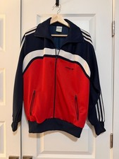 Vintage Adidas Track Jacket Navy Red White Trefoil Men's Medium 80s 90s Retro