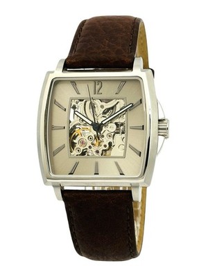 Kenneth Cole KC1571 Men's Automatic Skeleton Luxury Brown Leather