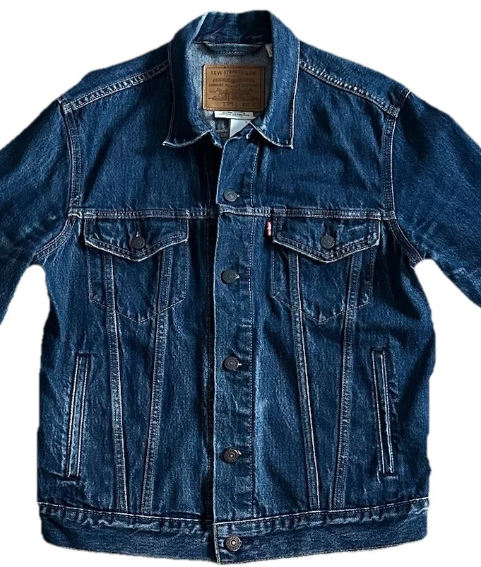 Levi’s Premium Trucker Jacket Men’s Small Blue Denim Button Up 100% Cotton