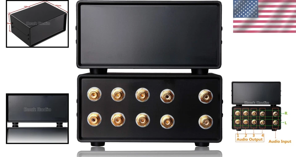 1-IN-4-OUT RCA Audio Splitter and Passive Preamp for Enhanced Sound Distribution - Image 2 of 4