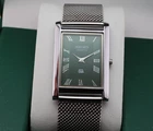 Vintage Seiko Slim Quartz Men's Wrist Watch Green  Dial with Silver Mesh Band