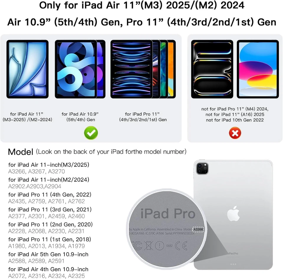 BLACK🔥NEW iPad Air 11" M3 2025-M2 2024 Backlit Magnetic Magic Keyboard Case - Image 3 of 4