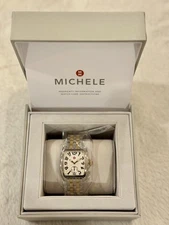 New Michele Urban Mini Women's Watch Gold Silver Two Tone Bracelet MWW02A000608
