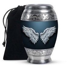 Wings Blue Dream Memorial Urns for Ashes Adult Dad, Handcrafted Urn 10 Inch