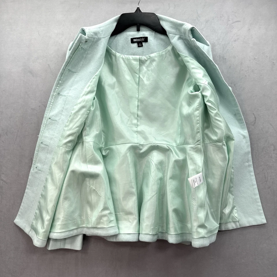 Chaqueta Blazer Para Mujer Verde Como Nueva Peplum Mezcla Lana Pastel Clásica Dinero Antiguo Talla 6 Foto 3 de 4