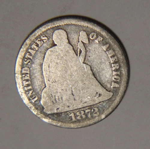 1872 P Seated Liberty Dime 10C Cents Coin Silver