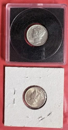 TWO 1939-D Uncirculated Mercury Dimes, 90% Silver, Very Nice! BU