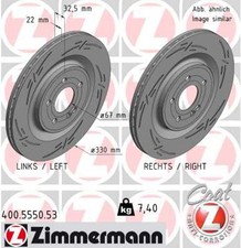 2x Bremsscheibe BLACK Z ZIMMERMANN 400.5550.53 f&uuml;r MERCEDES GLA H247 CLA C118
