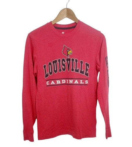 Colosseum Louisville Cardinals Adult Size Small Shirt Long Sleeve Red Baseball