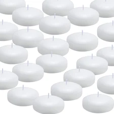 (Set of 36) Floating Candles, 3 Inch White Dripless Wax Burning Candles, for Wed
