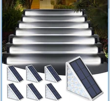 LED Solar Step Lights Stair Light Solar Deck Lights IP67 (Warm Light )