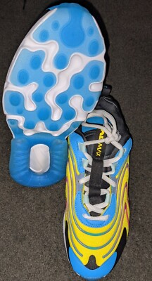 Nike Air Max 270 React ENG Blue Kids GS Sneaker Yellow CD6870-700 Sz 4.5Y NEW