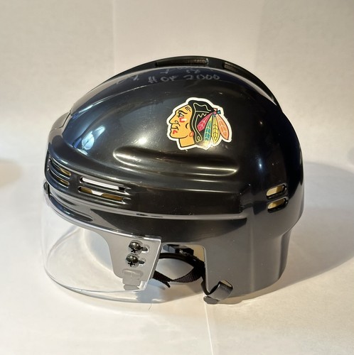 Denis Savard #18 CHICAGO Blackhawks Autographed Mini Black HOCKEY Helmet HHOF - Picture 6 of 14