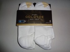 GoldToe Sport Cotton AQUAFX No Show Socks White 6-Pair Men's Extended Size 12-16