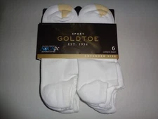 GoldToe Sport Cotton AQUAFX No Show Socks White 6-Pair Men's Extended Size 12-16