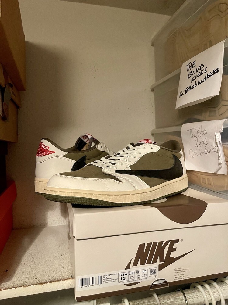 TRAVIS SCOTT x NIKE AIR JORDAN RETRO I 1 LOW OG SP REVERSE OLIVE MEDIUM OLIVE 13
