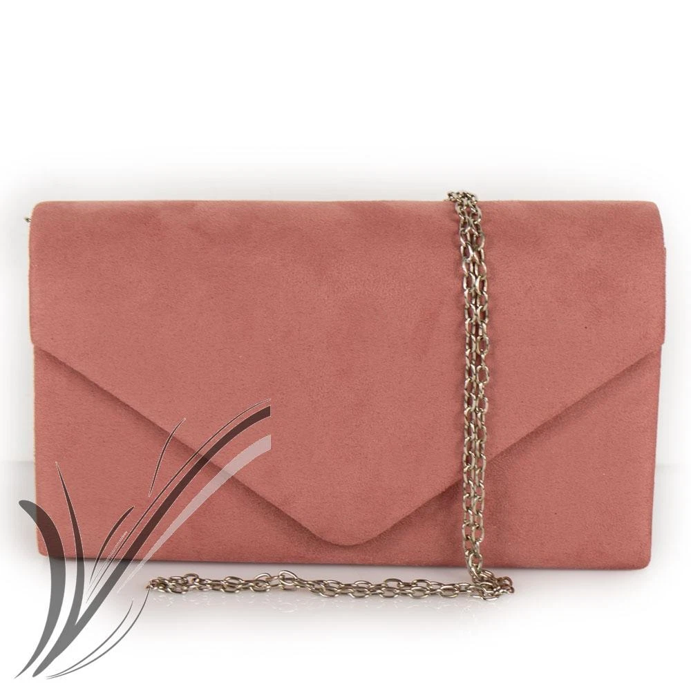 Pochette rosa cipria elegante da cerimonia donna scamosciata