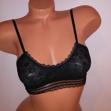 Victoria Secret Bralette Small Black Scoop Daisy Lace Unlined No Padding