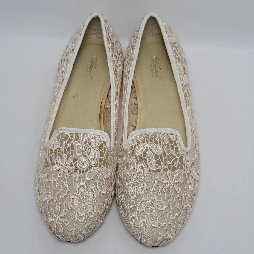 Mujer Wanted Chantily Beige Encaje Bordado Ballet Mocasines Planos Zapato Talla 8.5 Foto 4 de 4