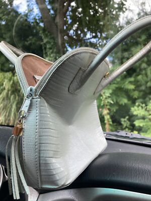 Vintage ASPECTS By LISETTE White Fake Snake Skin Bag W/ Tassel