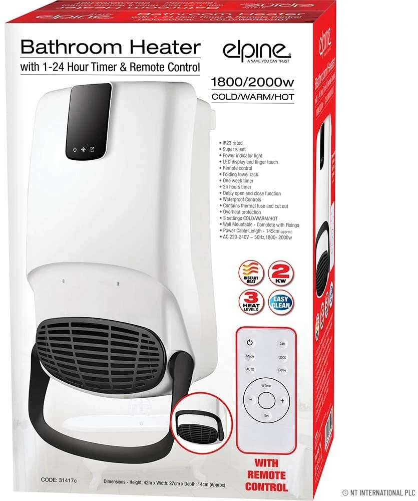 NEW BATHROOM FAN HEATER WITH REMOTE CONTROL TIMER COLD WARM HOT