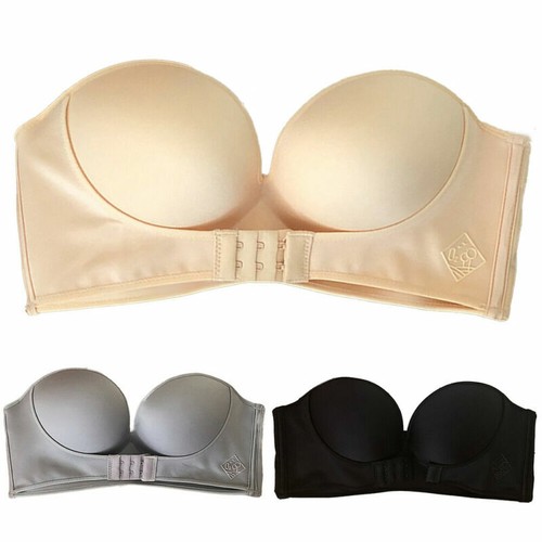 Womens Ladies Front Buckle Push Up Bra Bandeau Strapless Lingeries Brassiere New - Bild 5 von 23