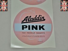 ALADDIN PARAFFIN DECAL STICKERS PINK PARAFFIN FUEL TIN PARAFFIN STOVE