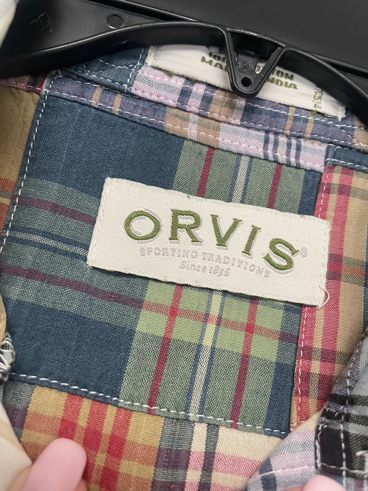 Orvis Shirt Men Medium Patchwork Plaid Short Slee… - image 3