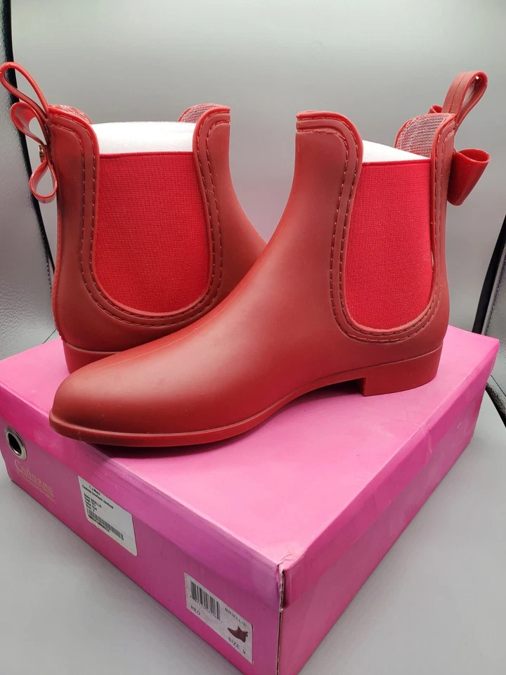 Botas de Lluvia Chelsea Catherine Malandrino Briellie Bow Rojo Talla 9. Foto 2 de 4