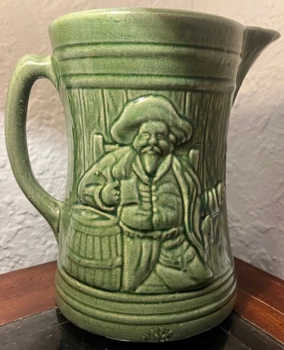 Vintage McCoy Green Pirate or Buccaneer Tankard, Vintage 1926, Excellent!