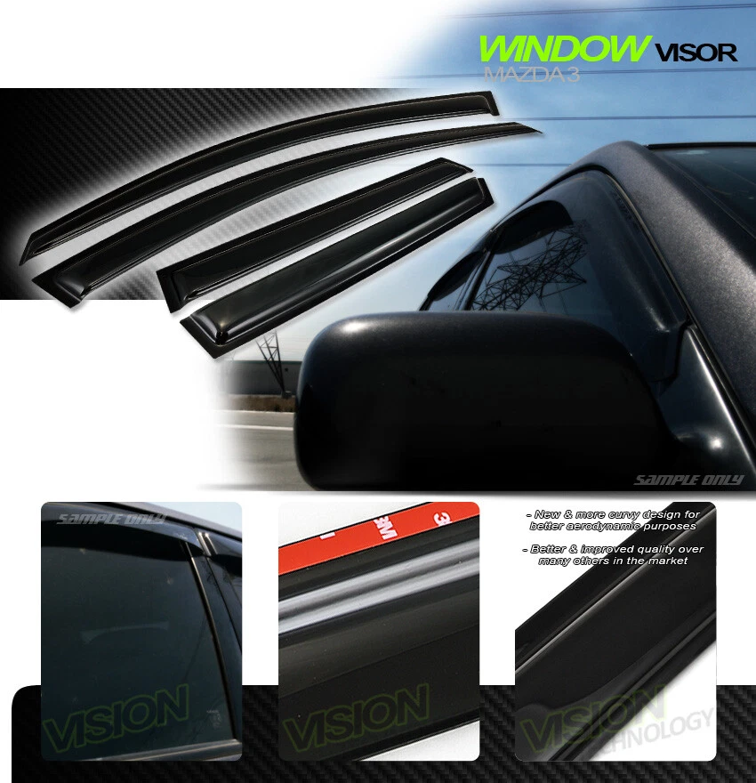 Rain/Wind Guard Vent Shade Deflector Window Visors 4Pc For 10+ Mazda 3 Mazda3 Hb - Image 2 of 2