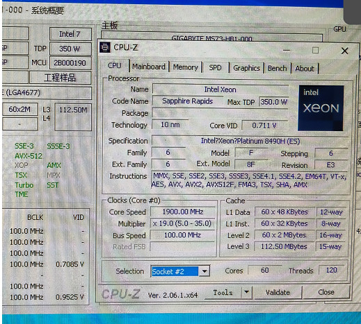 Intel Xeon Platinum 8490H QS 60C/120T 1.9-2.9GHz LGA4677 Server