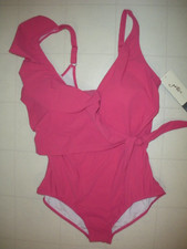 Profile by Gottex Rose Tutti Frutti 1 PC Surplice Style Swimsuit Sz 12 NWT