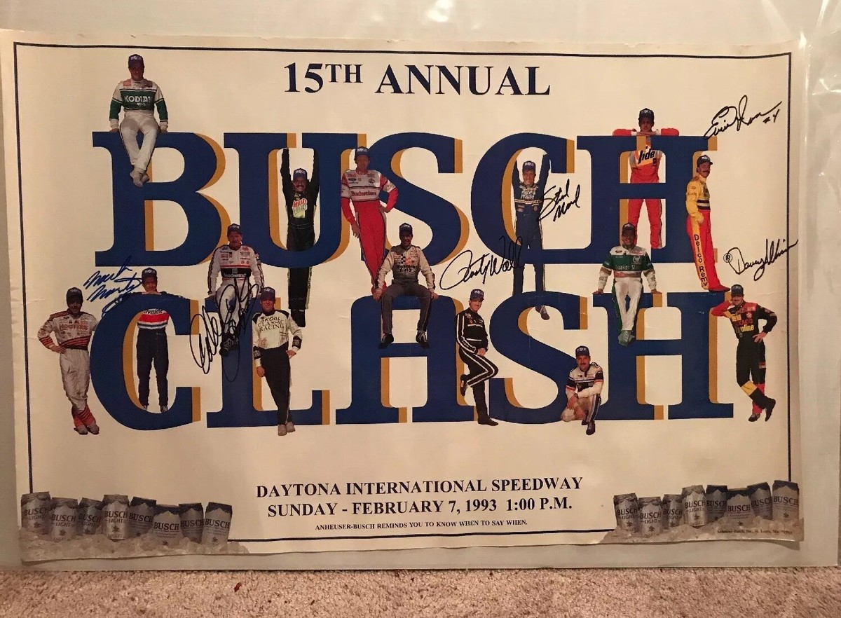 Vintage 1993 DAYTONA BUSCH CLASH Poster Auto Signed Earnhardt