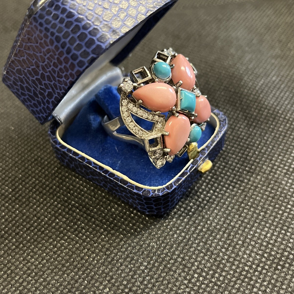 Bague Imposante En Argent Massif 925 Et Strass Taille 63 Ref G605