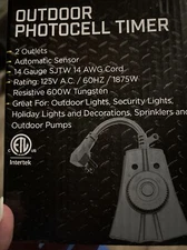 Pro Essentials-outdoor photocell timer- 2 Outlets