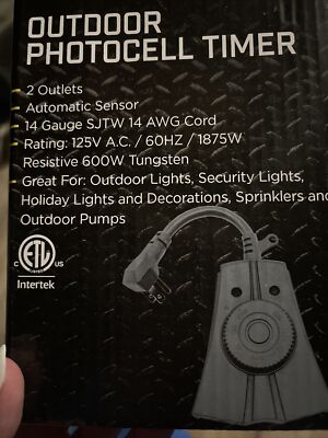 Pro Essentials-outdoor photocell timer- 2 Outlets
