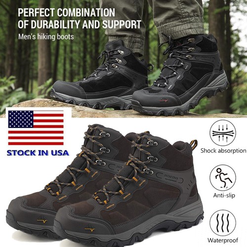 Men's Waterproof Hiking Work Boots Waterproof Mid Ankle Outdoor Shoes