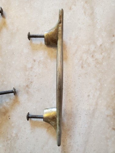 Nickel Mid Century Modern MCM Antique Hardware Drawer Pull Handle 3 3/4”centers - Picture 6 of 13