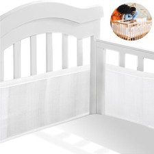 Cot Bumper 2 PCS baby Crib surrounds Breathable 3D Anti-Airflow Mesh Lining uk